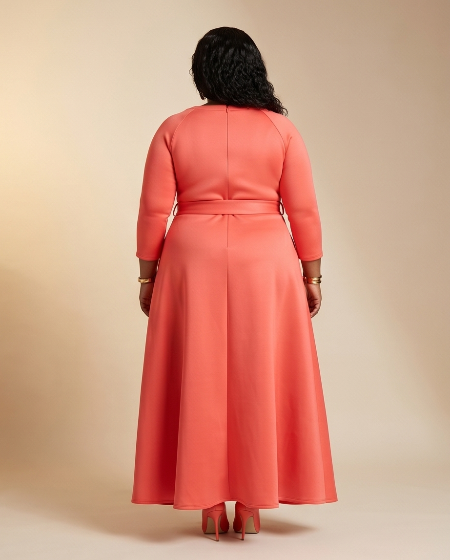 Plus Size Coral Wrap Maxi Dress