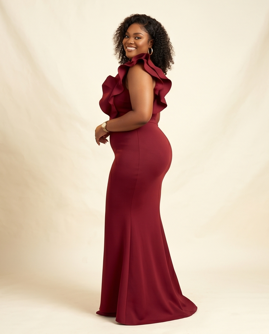 Plus Size Burgundy Mermaid Dress