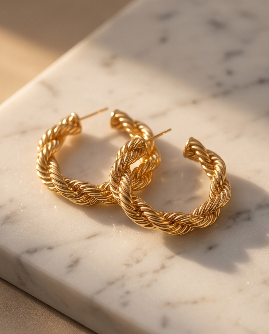 T&T Twisted Gold Hoop