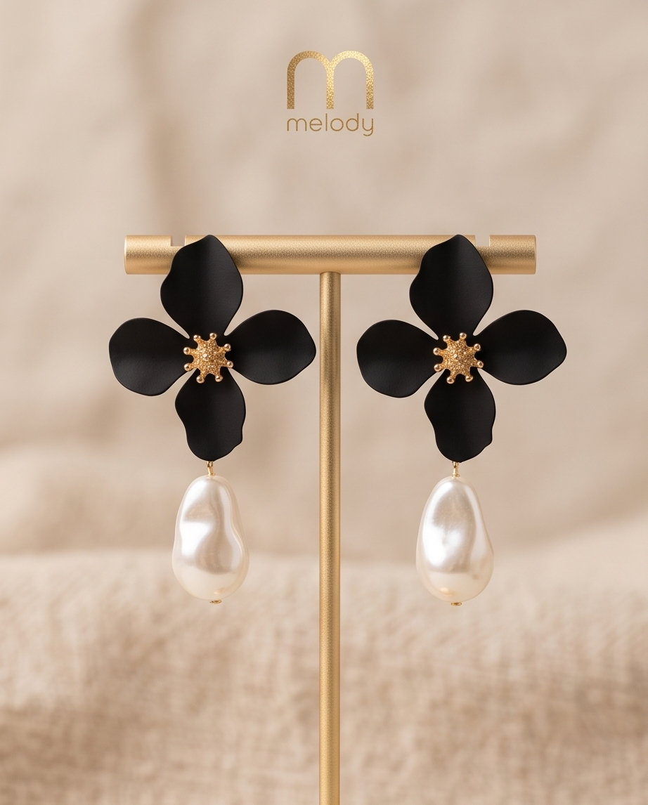 Black & Pearl Earrings