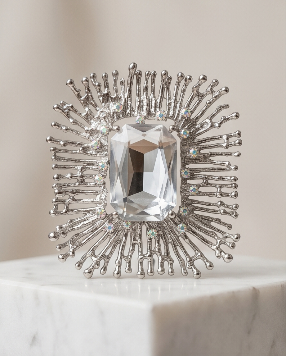 Bold Silver Square Brooch