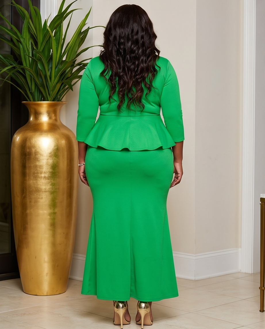 Plus Size Green Mermaid Style Maxi Dress