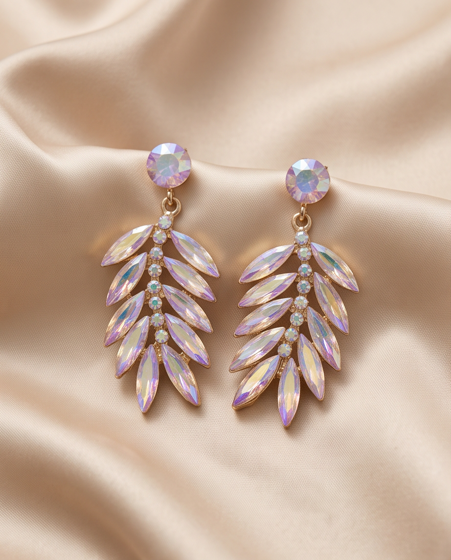 Lavender Holographic Leaf Earrings