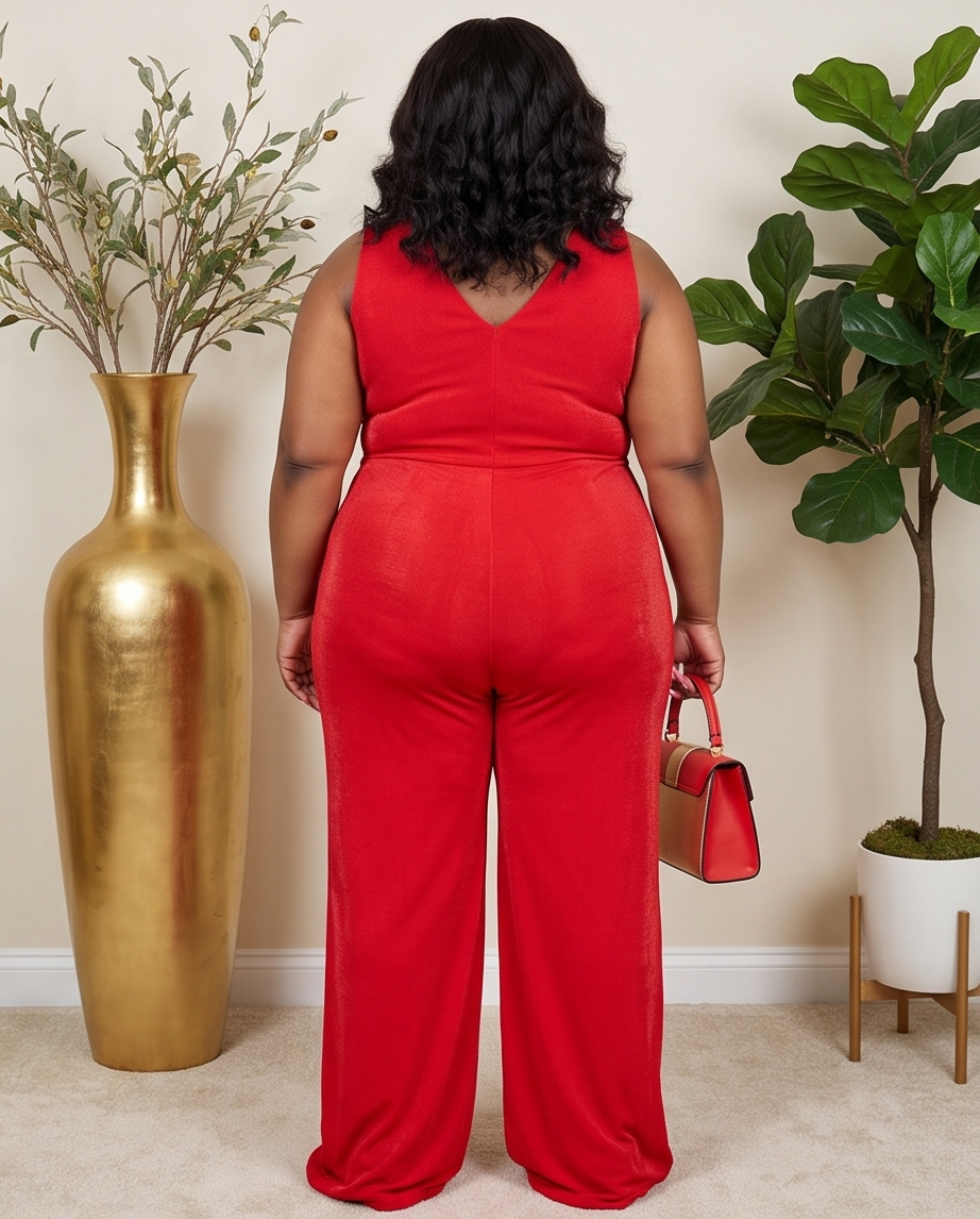 Plus Size Red Jumpsuit
