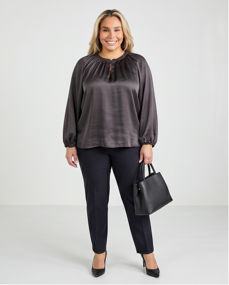 Plus Size Black Long Sleeve Top