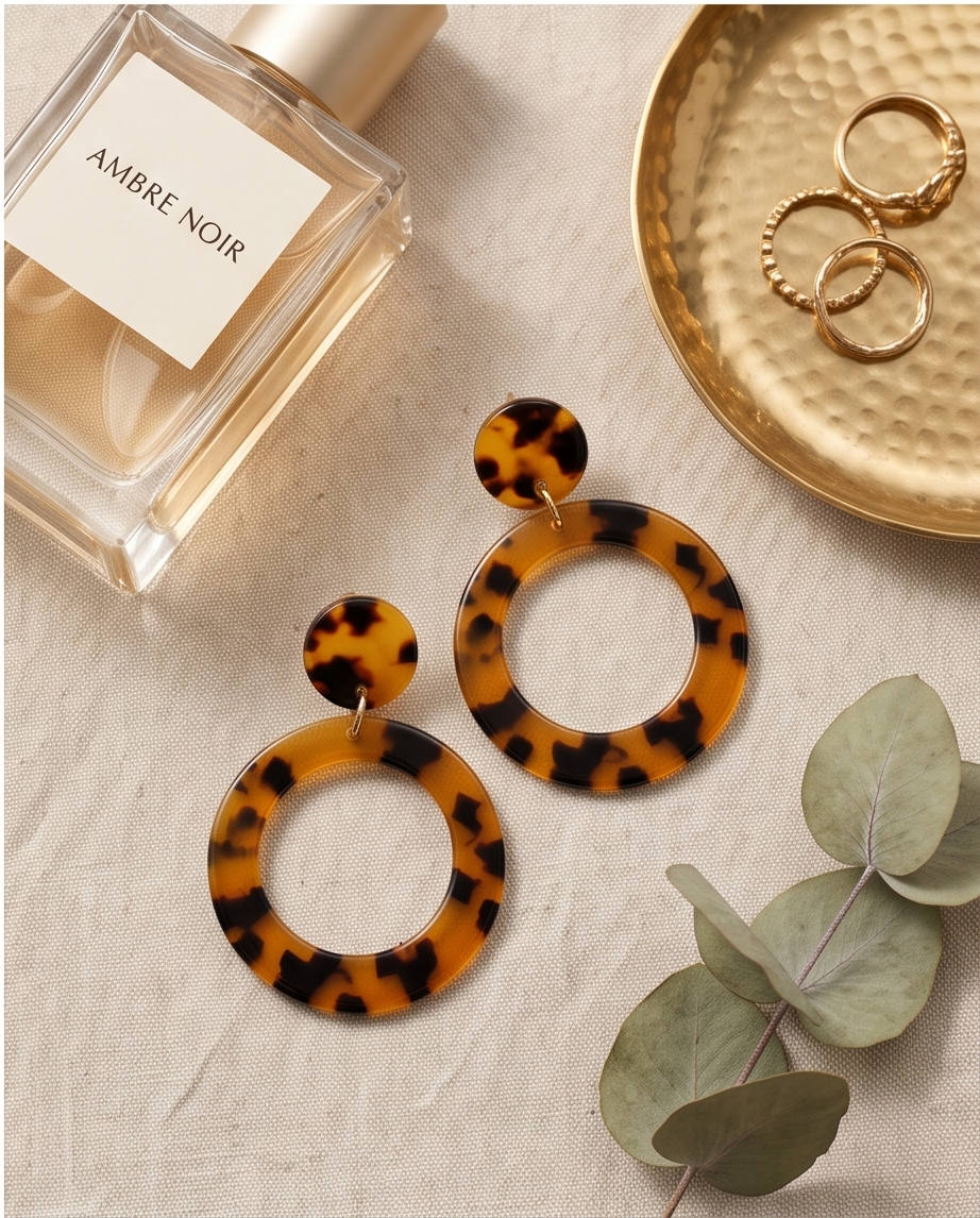 Orange & Black Hoop Earrings
