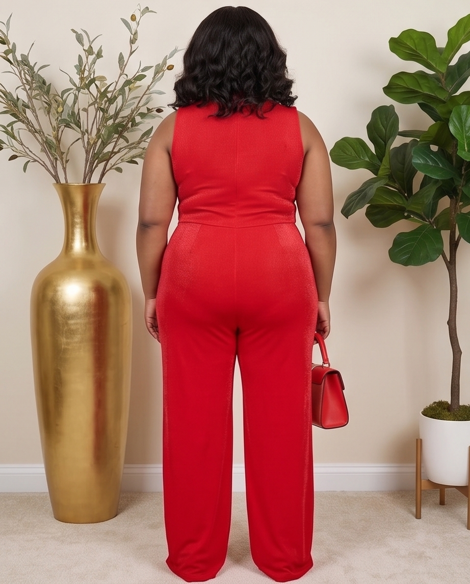 Plus Size Red Jumpsuit