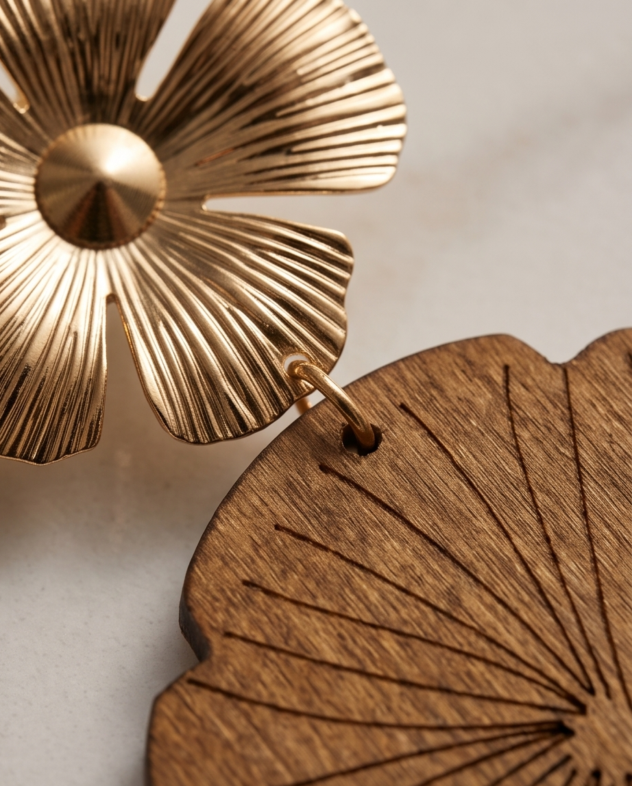 Gold Flower Pattern Earrings