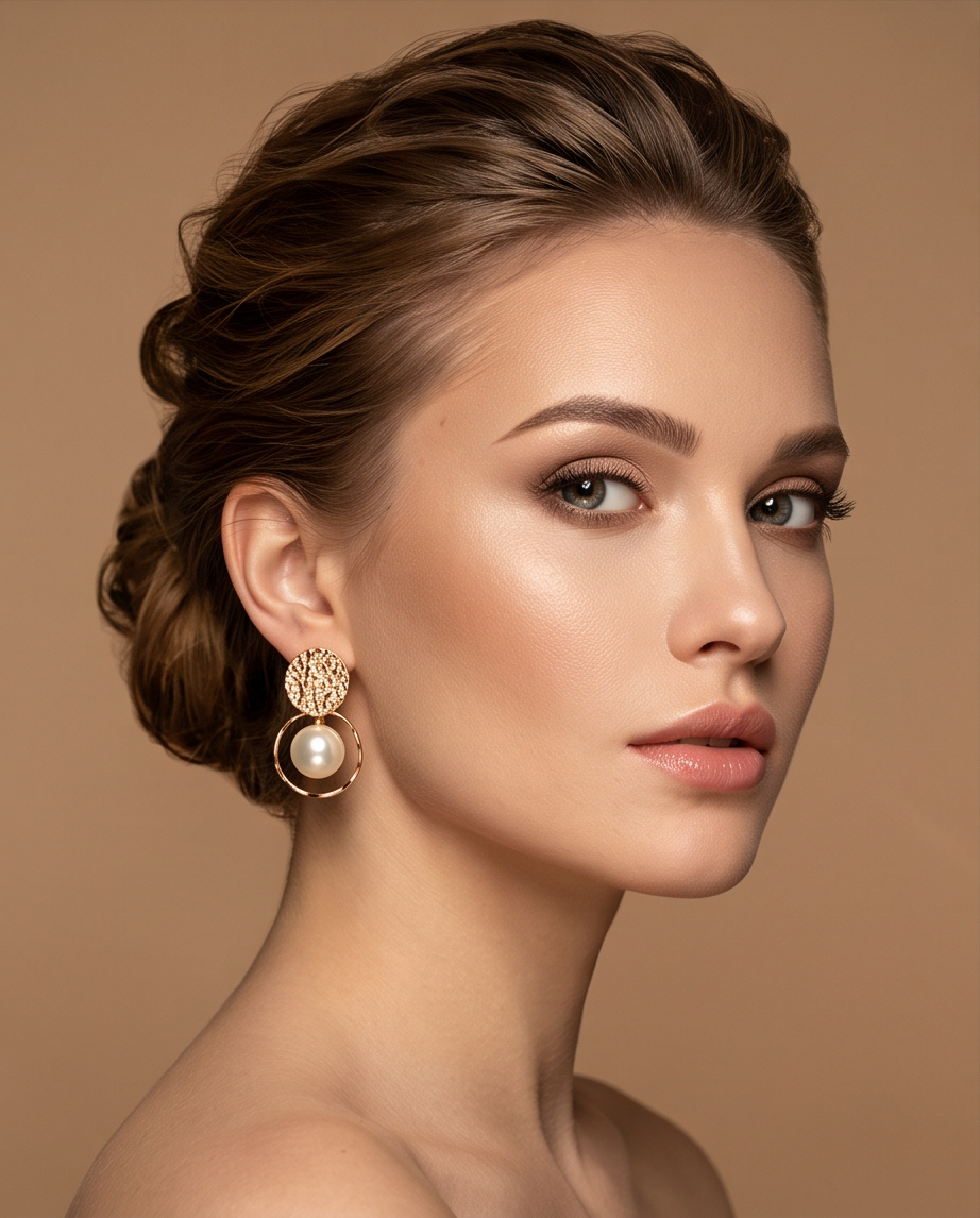 Melody Hammered Pearl Earrings