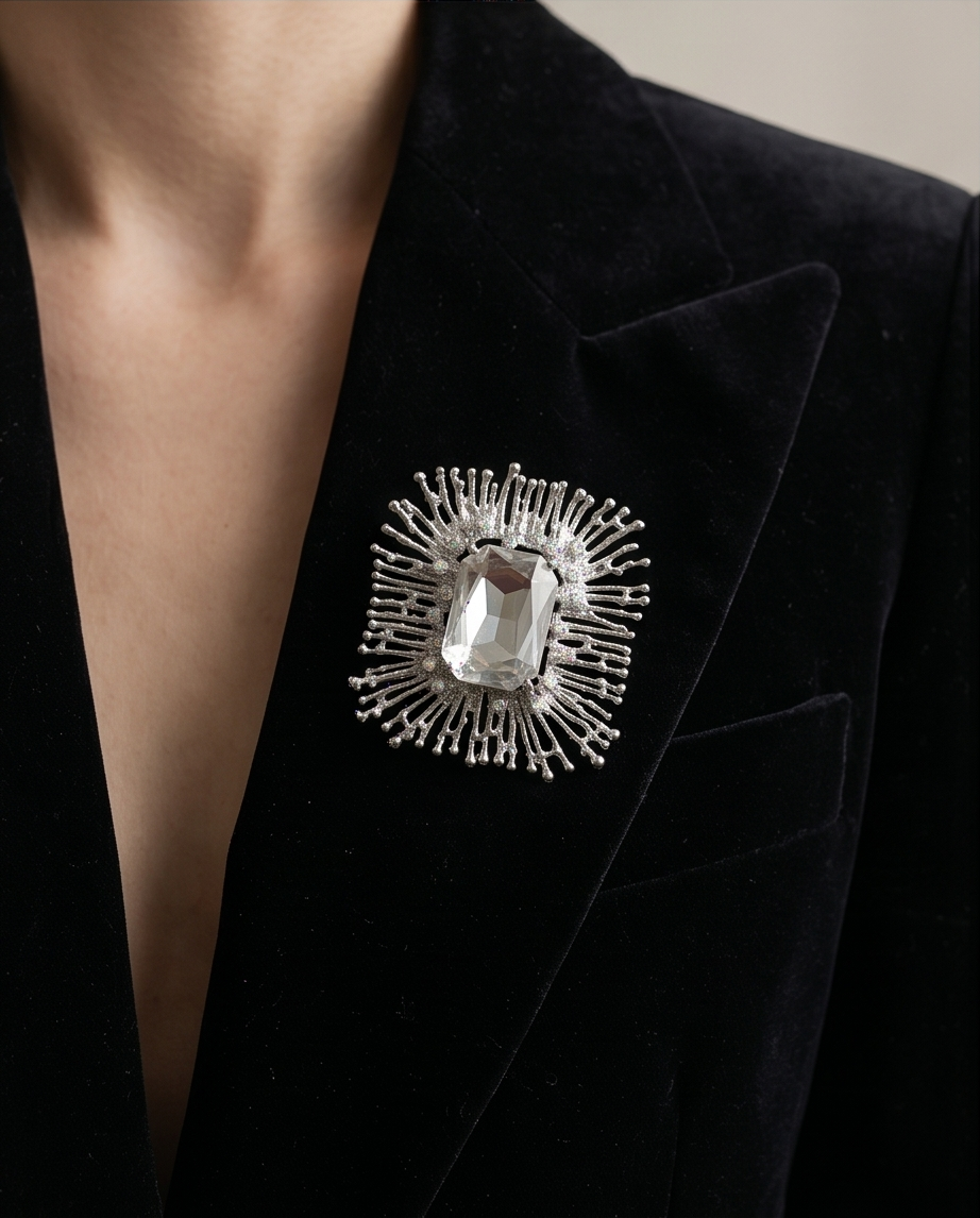 Bold Silver Square Brooch
