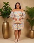 Plus Size Floral Off Shoulder Dress