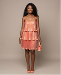 Pink Metallic Tiered Dress