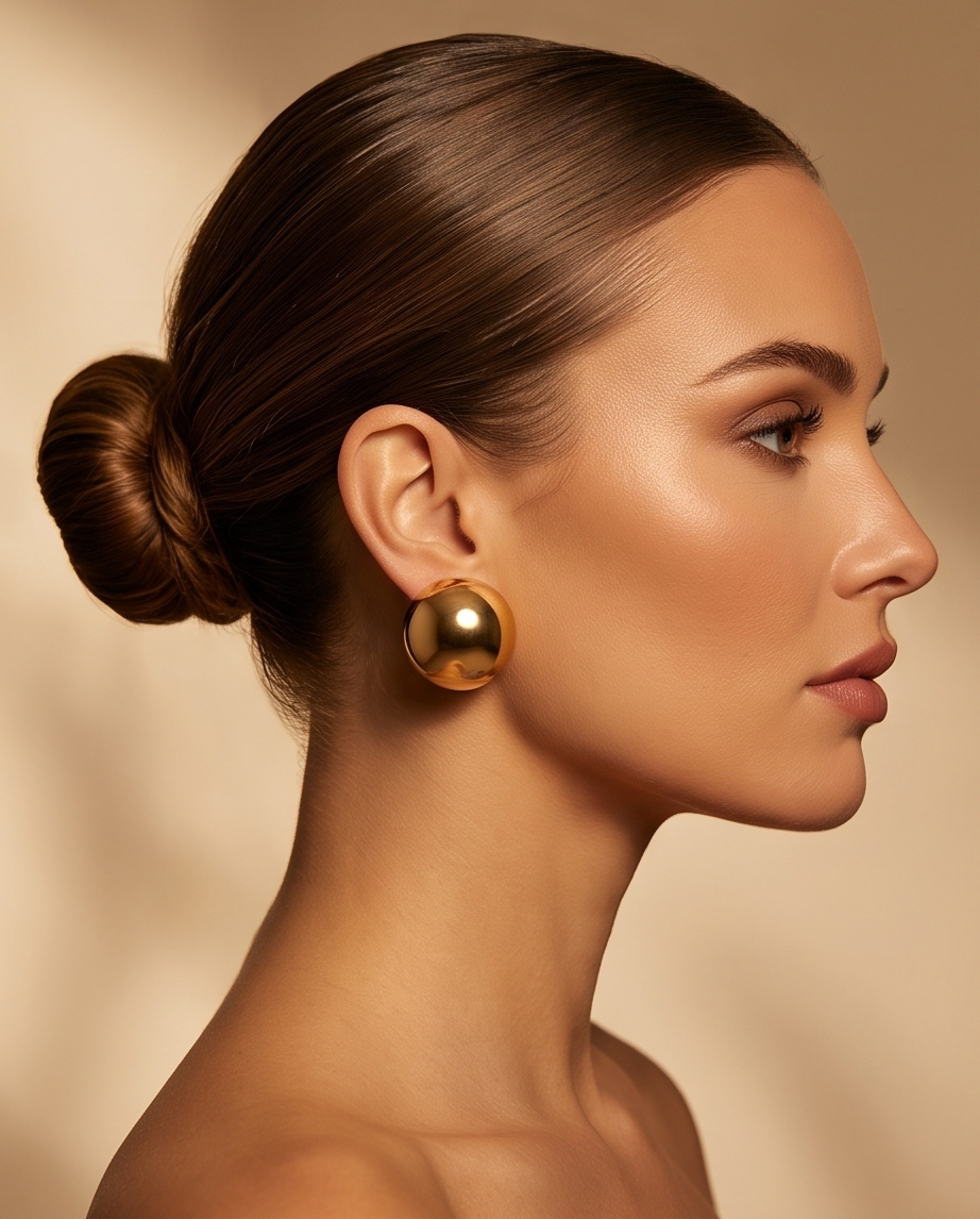 Nicole Gold Round Clip On Earrings