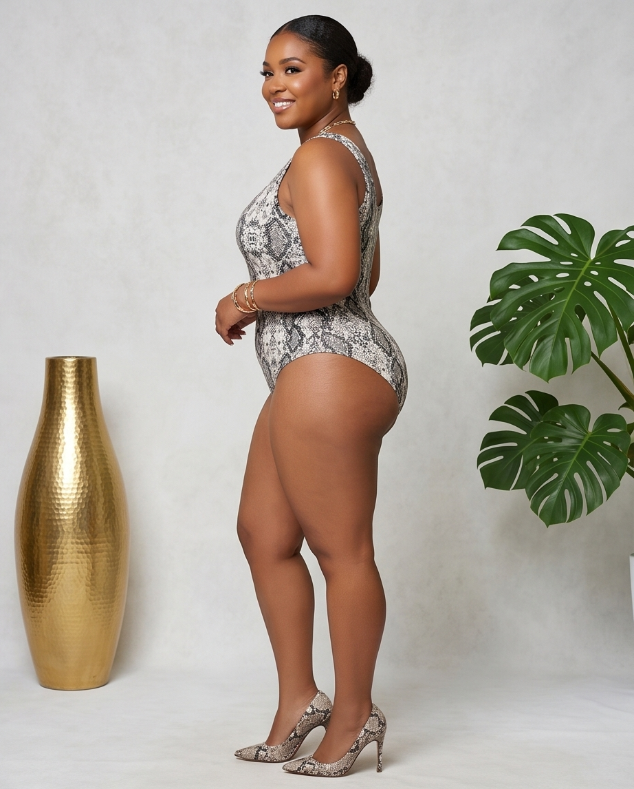 Plus Size Animal Print Bodysuit