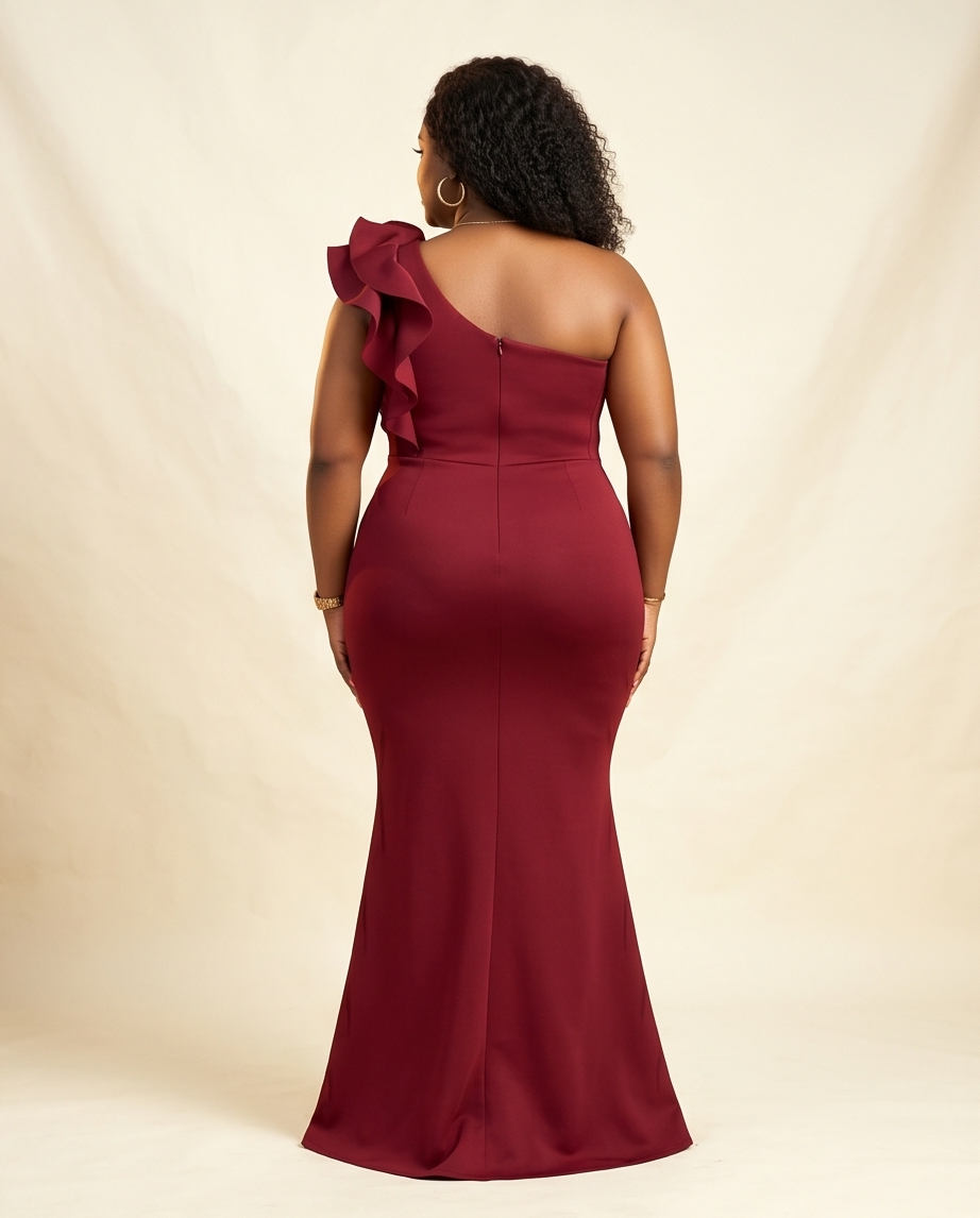 Plus Size Burgundy Mermaid Dress
