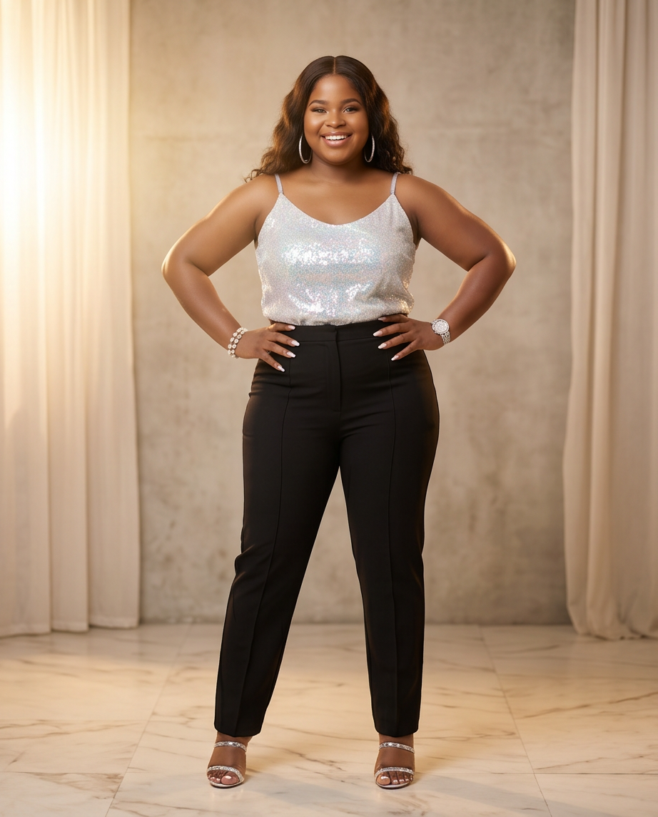Plus Size Festive Sequin Top