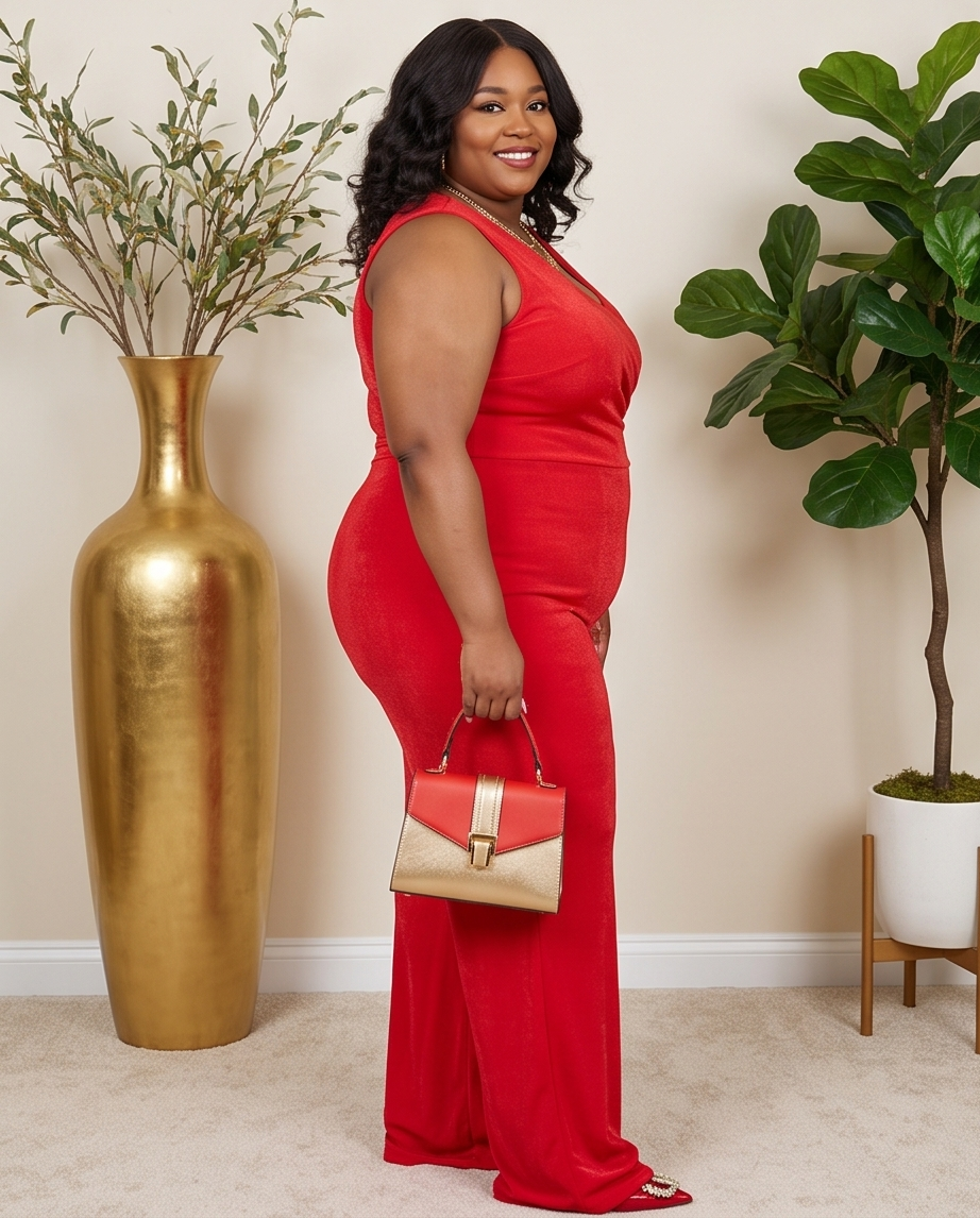 Plus Size Red Jumpsuit