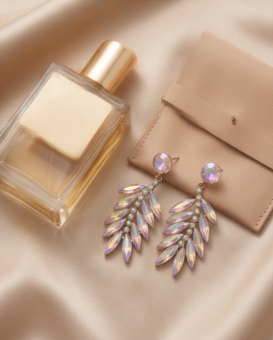 Lavender Holographic Leaf Earrings