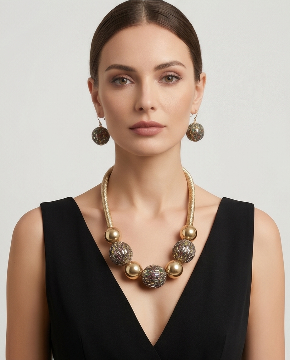 Gold & Multi Tone Necklace Set
