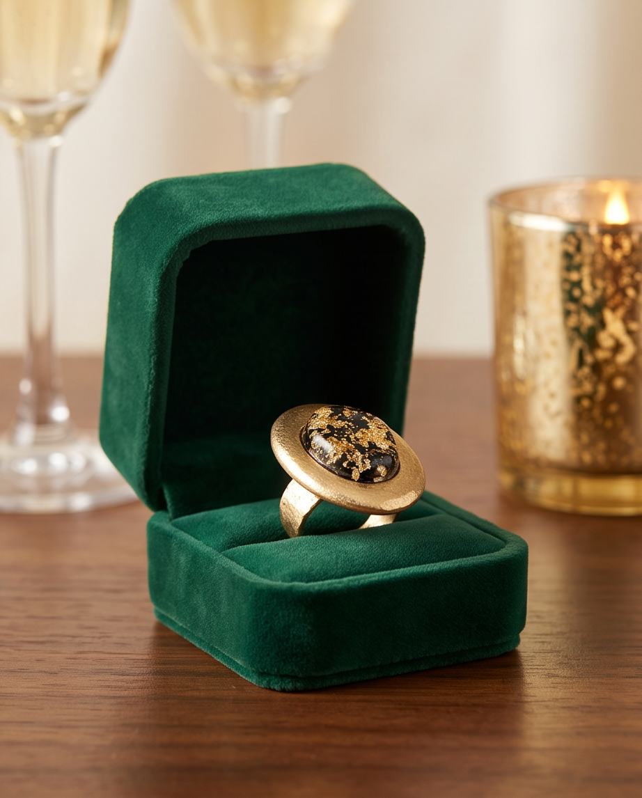 Gold Patterns Big Ring