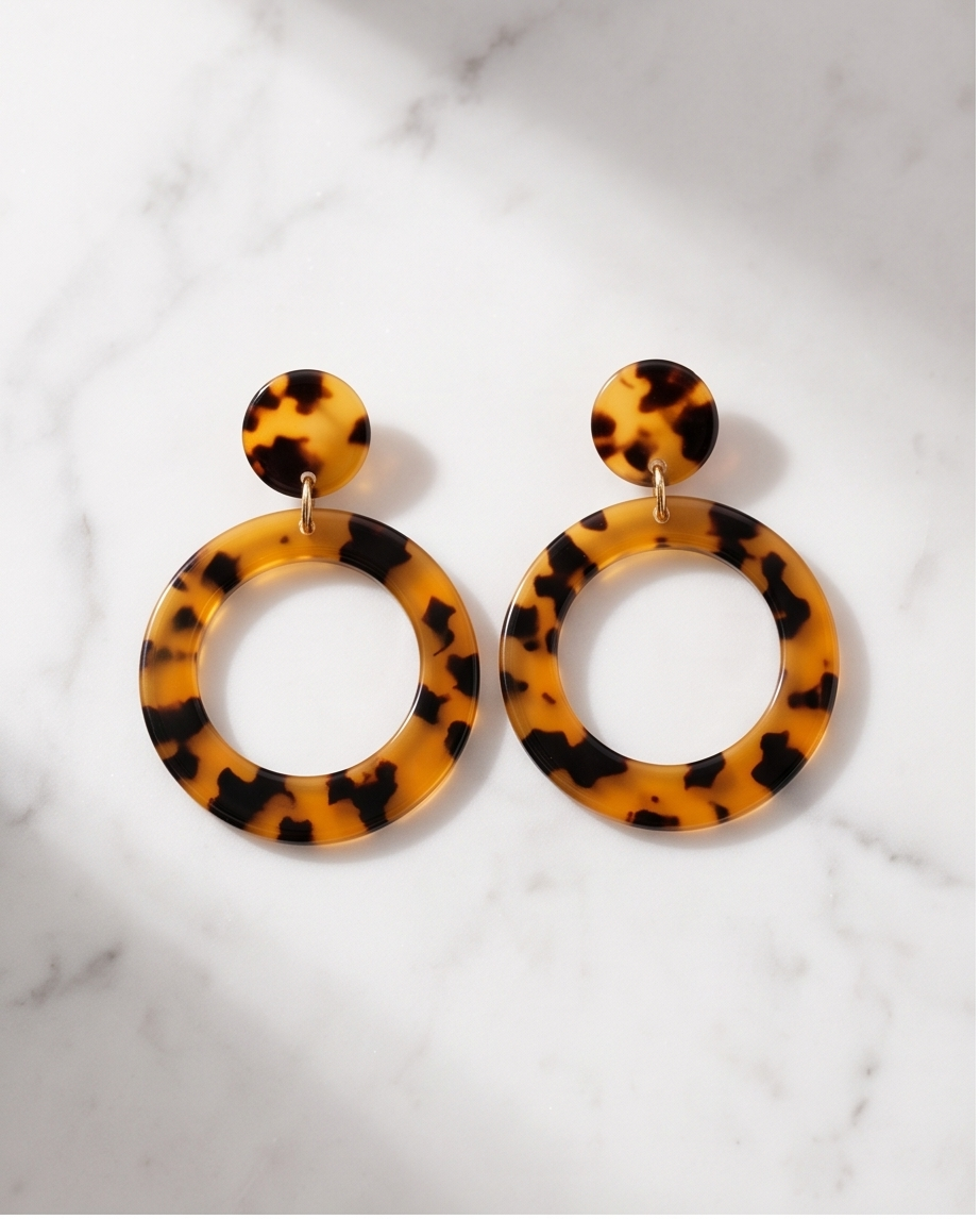 Orange & Black Hoop Earrings