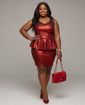 Plus Size Red Glitter Peplum Dress