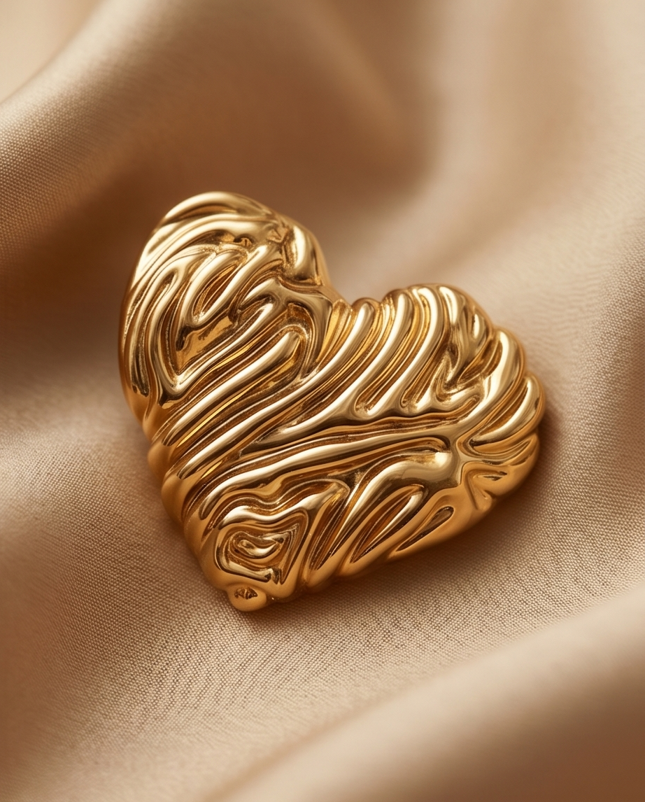Stainless Steel Gold Heart Shaped Earrings