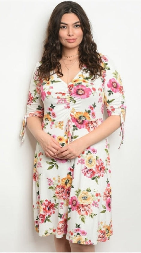 Plus Size Floral Cotton Flowy Dress - 1112