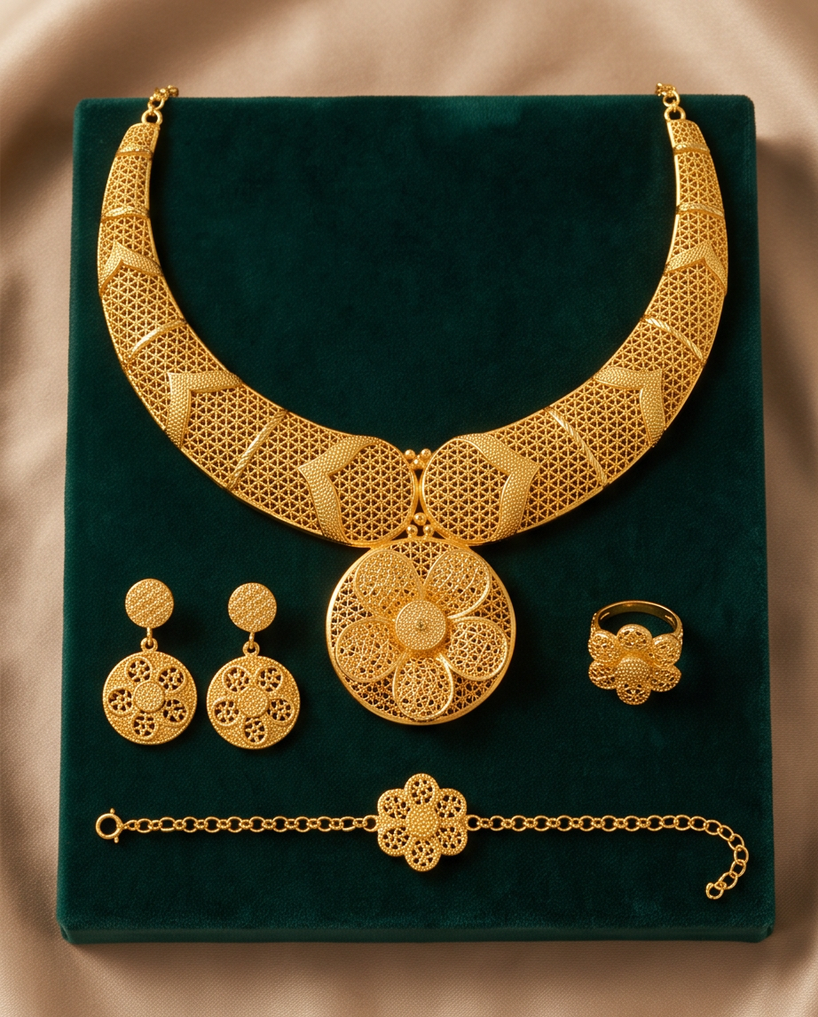 Yellow Gold 4 Piece Necklace Set