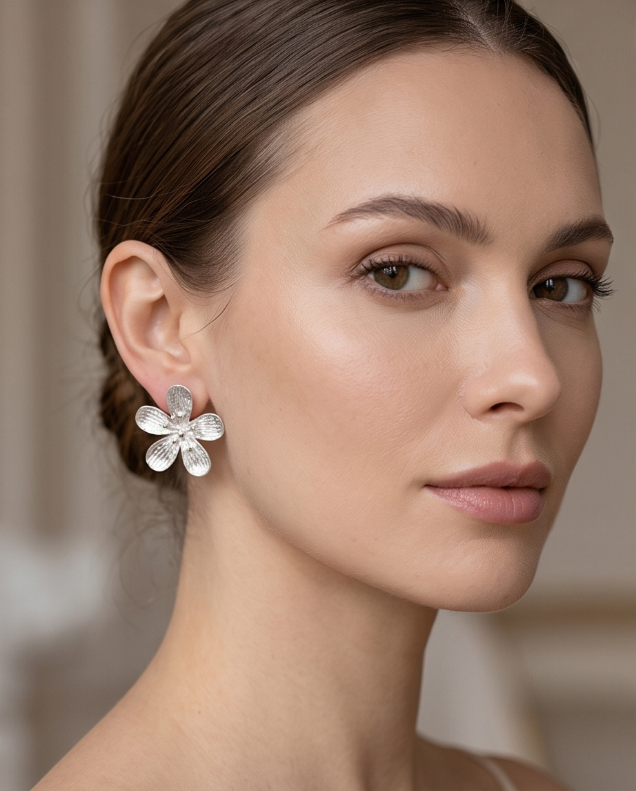 Sacred Flower Silver Earrings