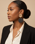 Gold & Black Flower Pattern Earrings