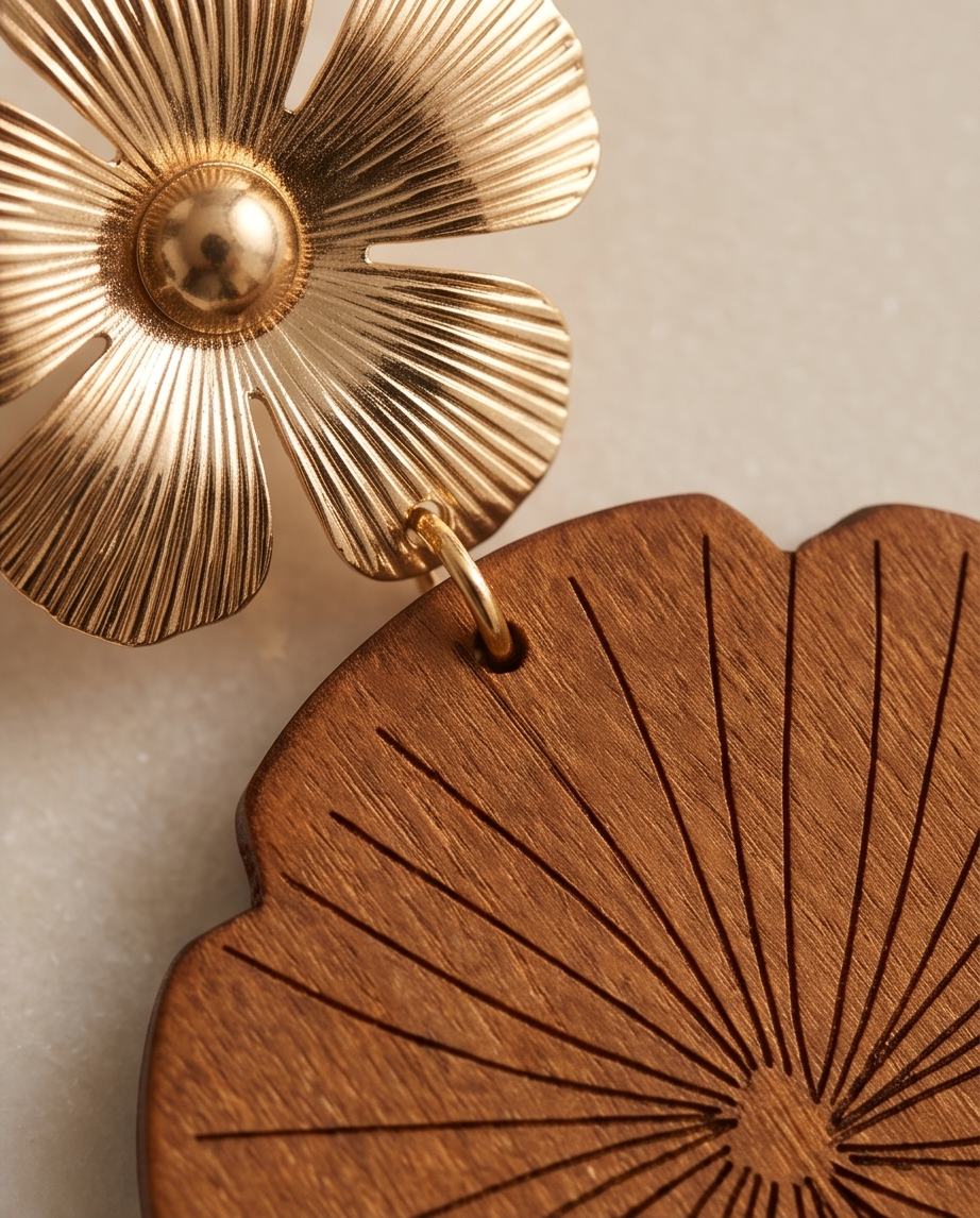 Gold Flower Pattern Earrings