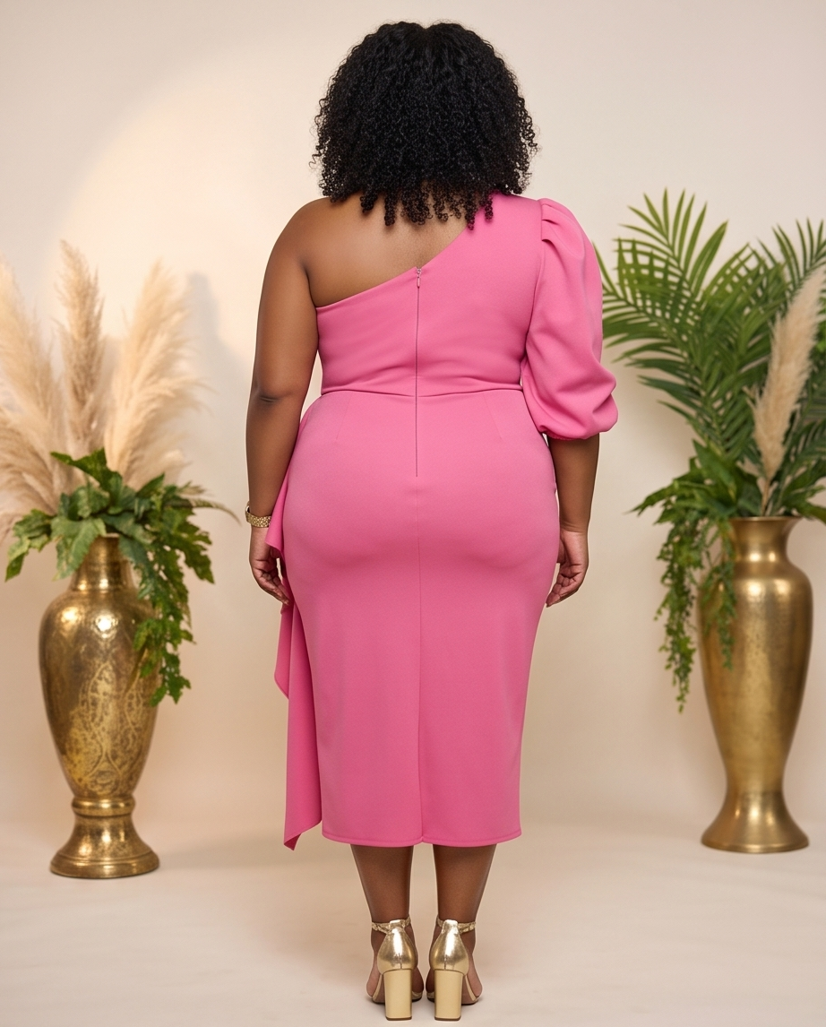 Plus Size Pink Cold Shoulder Dress
