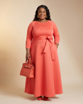 Plus Size Coral Wrap Maxi Dress