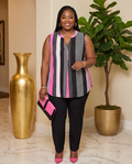 Plus Size Striped Polka Dot Top