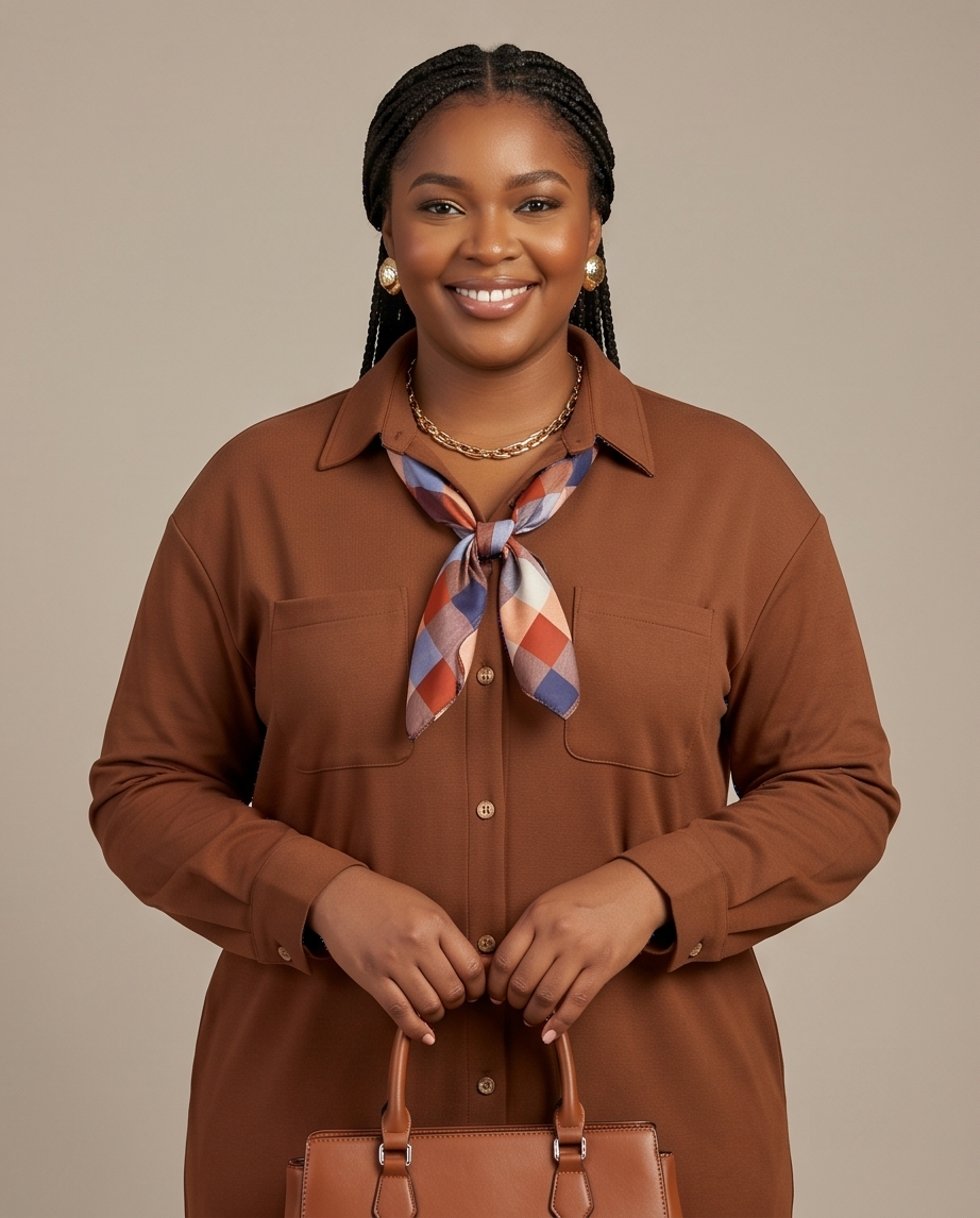 Plus Size Brown Shirt Dress