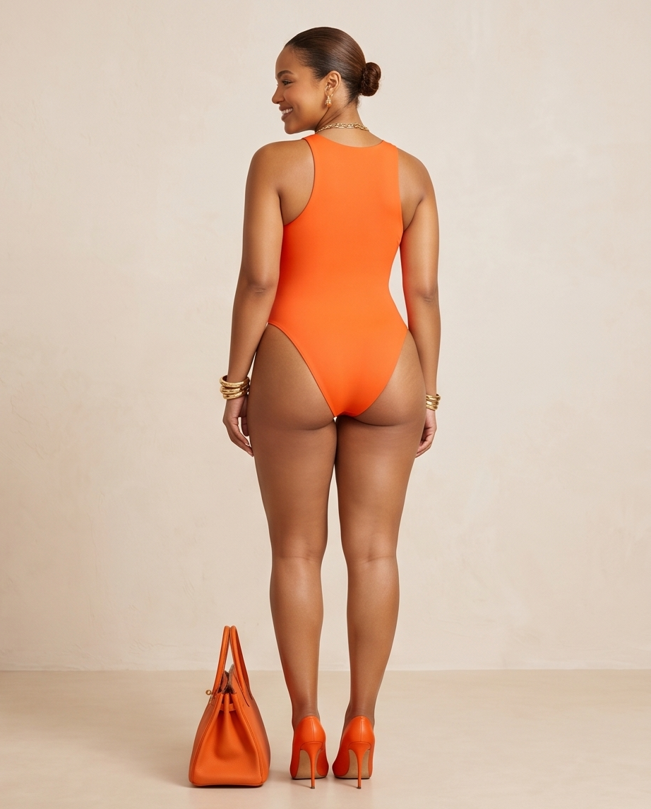 Double Lined Orange Sculpting Bodysuit