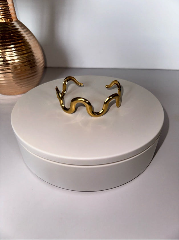Stainless Steel Gold Swirl Bracelet - 1559