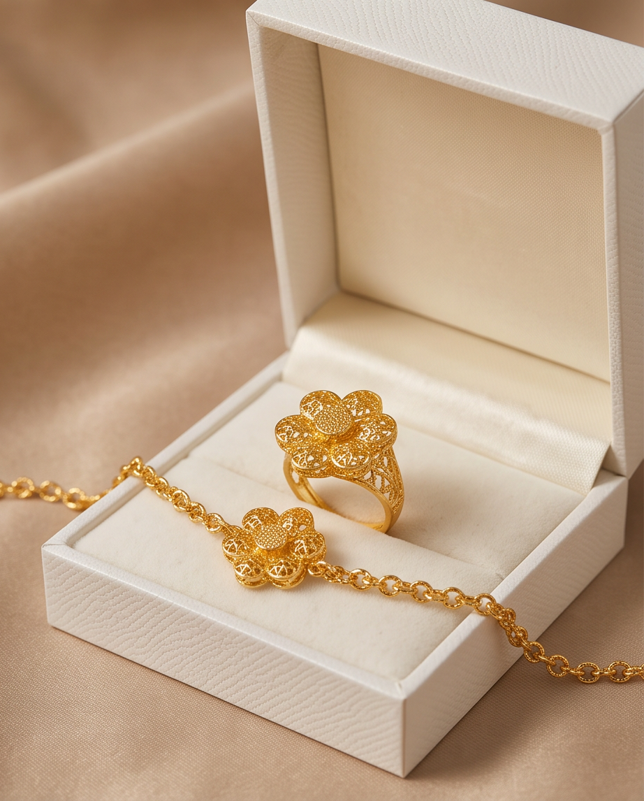Yellow Gold 4 Piece Necklace Set