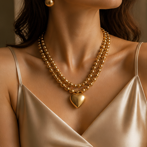 Unique Gold Hearts Necklace Set
