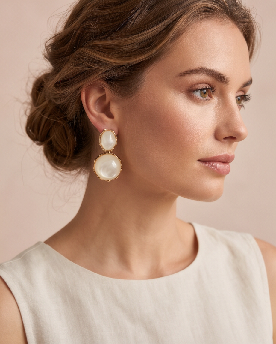Deena Double Pearl Drop Earrings