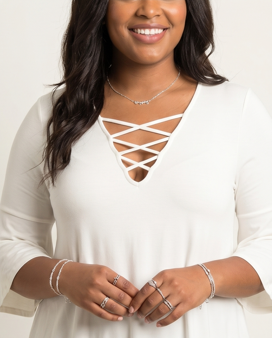 Plus Size Lattice Stretchy Top