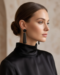 Black Drop Wooden Earrings
