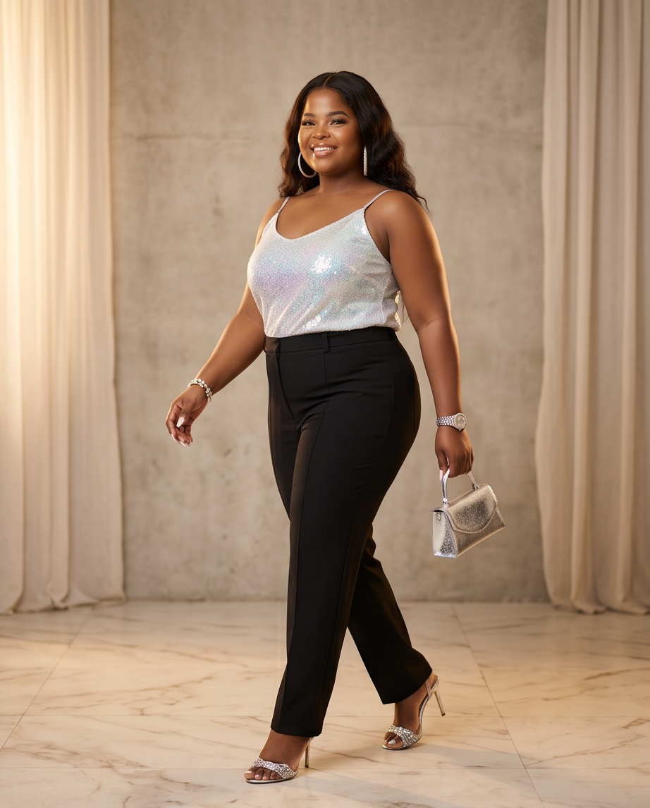 Plus Size Festive Sequin Top