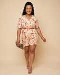 Plus Size Peach Belted Jumpsuit