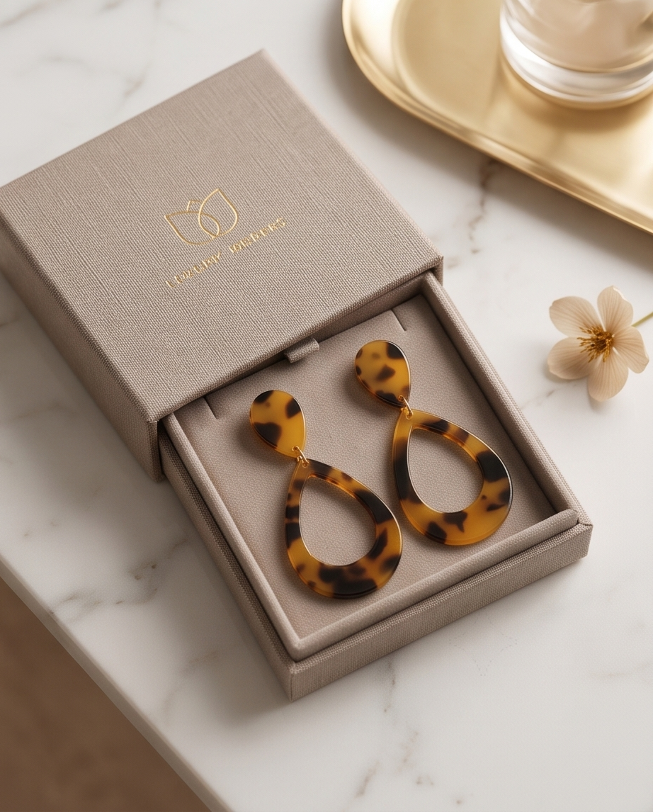 Orange & Black Teardrop Hoop Earrings
