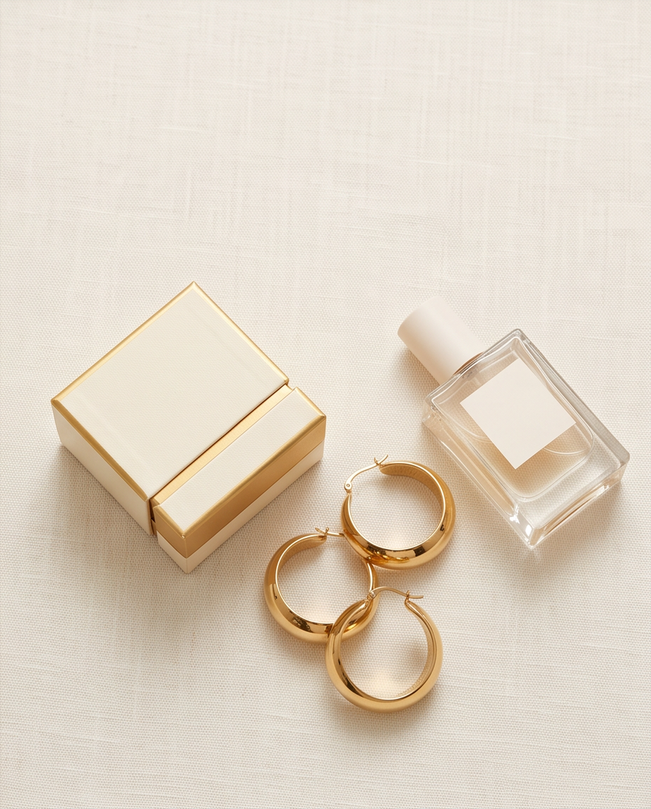 Gold Stainless Steel Wide Hoop Earrings