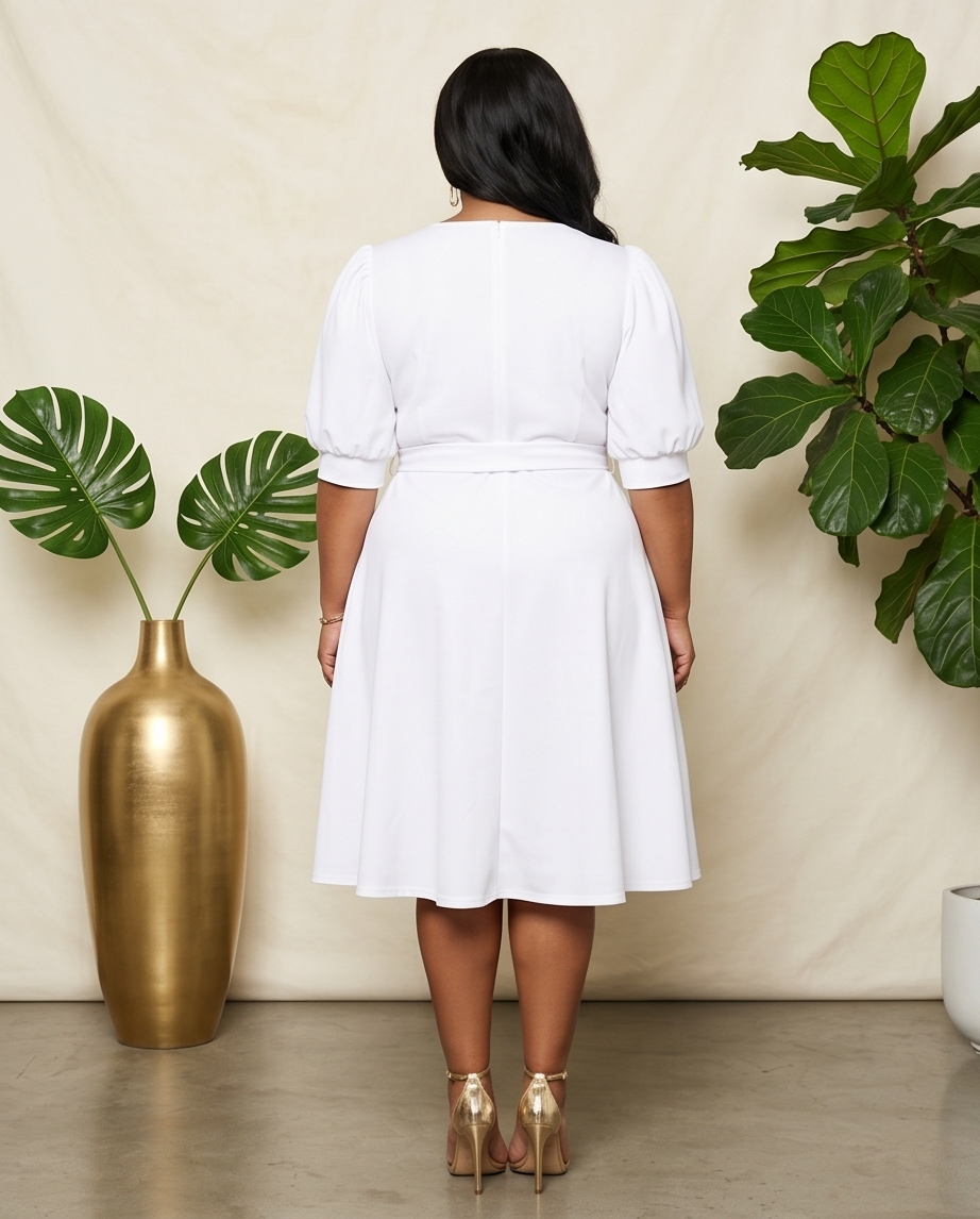 Plus Size Fit & Flare Belted Dress