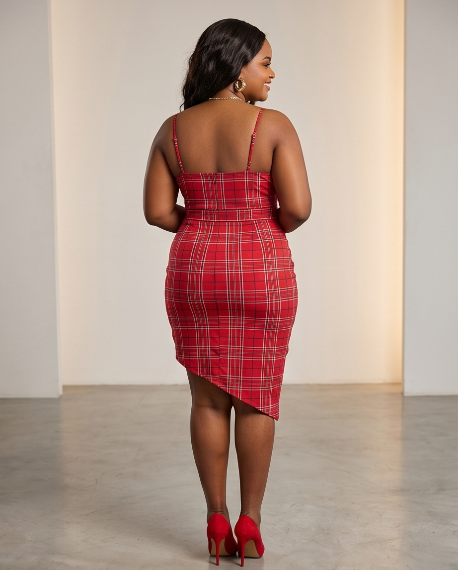 Plus Size Red Asymmetrical Dress