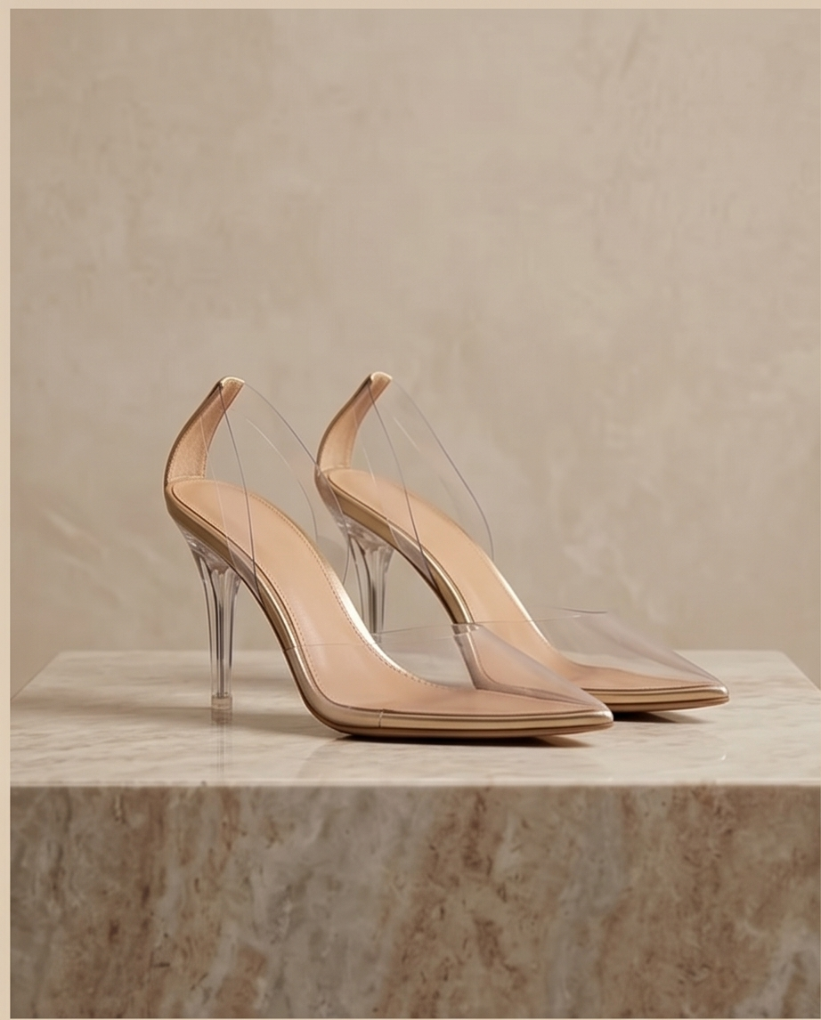 Pointy Clear Heels